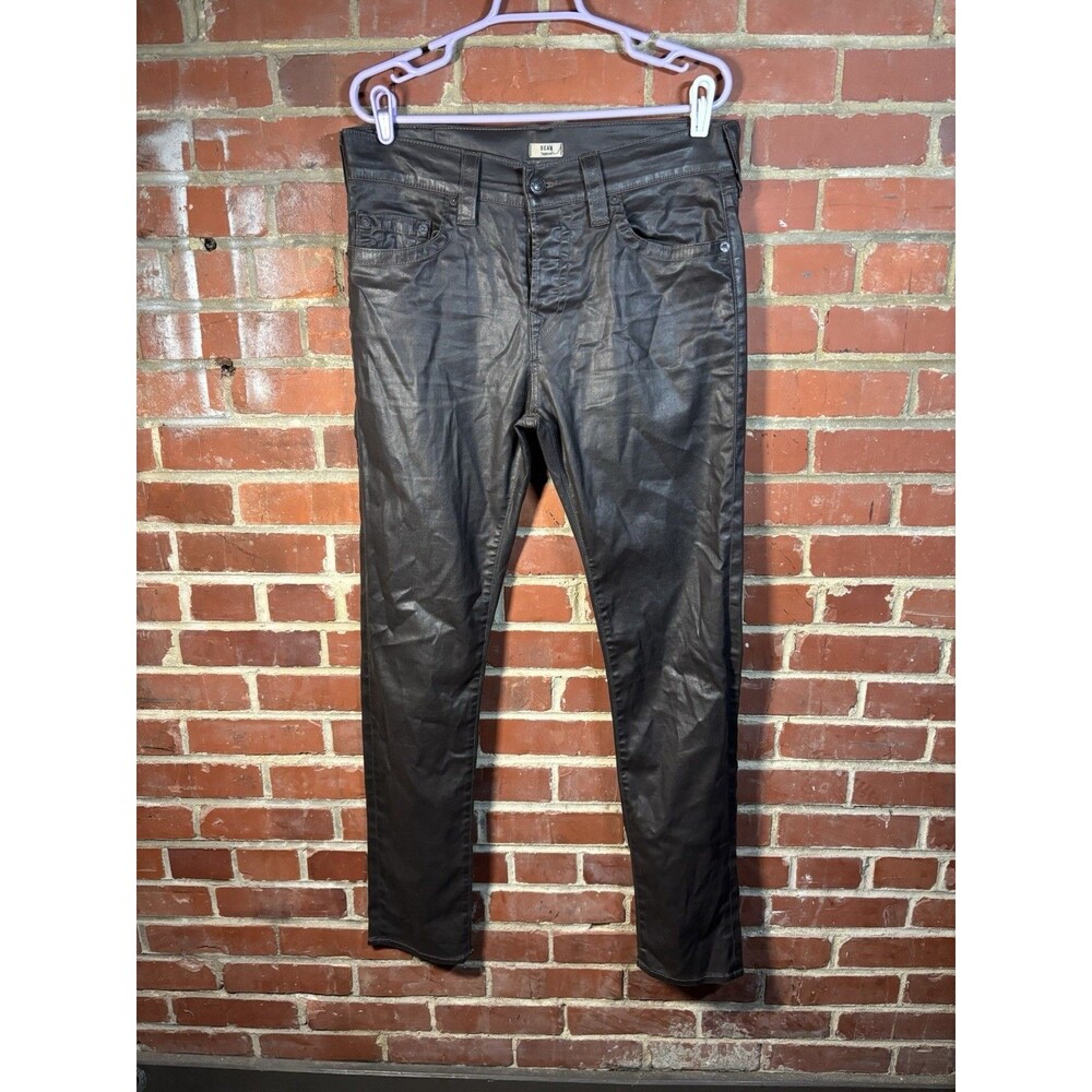 True Religion Men's Dean Tapered Leatherlike Fabric Size 31 (Measures 35/33.5)
